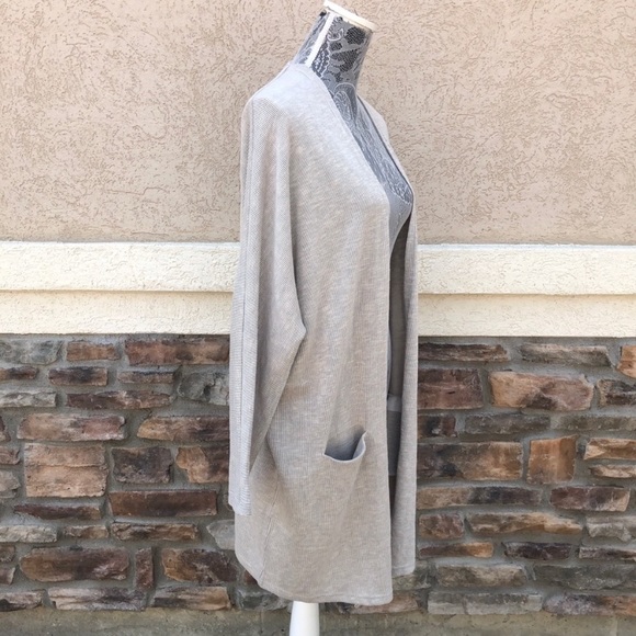 Anthropologie DONNI Sandwash Cardigan Open Front Ribbed Long Sweater Dus… - Picture 11 of 16